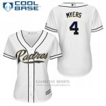 Camiseta Beisbol Mujer San Diego Padres Wil Myers 4 Blanco Primera Cool Base
