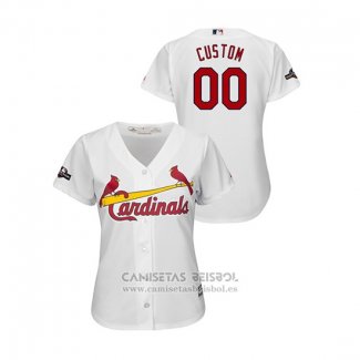 Camiseta Beisbol Mujer St. Louis Cardinals Personalizada 2019 Postemporada Cool Base Blanco