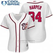 Camiseta Beisbol Mujer Washington Nationals 34 Bryce Harper Blanco 2017 Cool Base