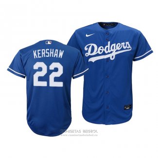 Camiseta Beisbol Nino Los Angeles Dodgers Clayton Kershaw Replica Alterno 2020 Azul