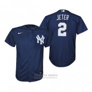 Camiseta Beisbol Nino New York Yankees Derek Jeter Replica Alterno Azul