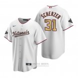 Camiseta Beisbol Nino Washington Nationals Max Scherzer 2020 Gold Program Replica Blanco