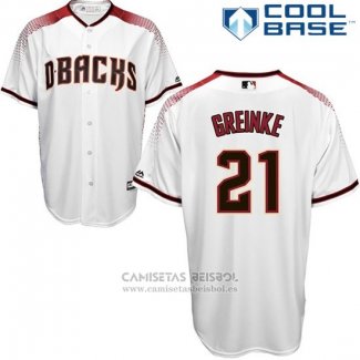 Camiseta Beisbol Hombre Arizona Diamondbacks 21 Zack Greinke Blanco 2017 Cool Base