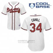 Camiseta Beisbol Hombre Atlanta Braves 34 Trevor Cahill Blanco Primera Cool Base