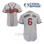 Camiseta Beisbol Hombre Atlanta Braves 6 Bobby Cox Gris Cool Base