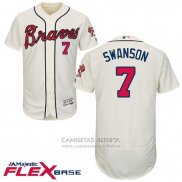 Camiseta Beisbol Hombre Atlanta Braves 7 Dansby Swanson Crema Flex Base