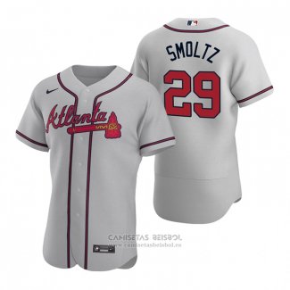 Camiseta Beisbol Hombre Atlanta Braves John Smoltz Autentico 2020 Road Gris