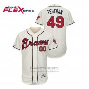 Camiseta Beisbol Hombre Atlanta Braves Julio Teheran Autentico Flex Base Crema