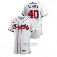 Camiseta Beisbol Hombre Atlanta Braves Mike Soroka Autentico Blanco