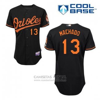 Camiseta Beisbol Hombre Baltimore Orioles 13 Manny Machado Negro Alterno Cool Base