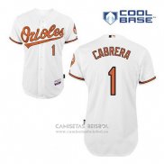 Camiseta Beisbol Hombre Baltimore Orioles 1 Everth Cabrera Blanco Primera Cool Base