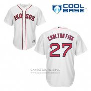 Camiseta Beisbol Hombre Boston Red Sox 27 Carlton Fisk Blanco Primera Cool Base