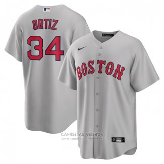 Camiseta Beisbol Hombre Boston Red Sox David Ortiz Road Replica Gris