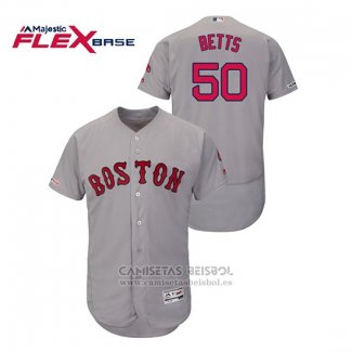 Camiseta Beisbol Hombre Boston Red Sox Mookie Betts Autentico Flex Base Gris