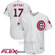 Camiseta Beisbol Hombre Chicago Cubs 2017 Estrellas y Rayas Cubs 17 Kris Bryant Blanco Flex Base