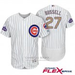 Camiseta Beisbol Hombre Chicago Cubs 27 Addison Russell Blanco Oro Flex Base