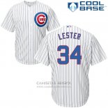 Camiseta Beisbol Hombre Chicago Cubs 34 Jon Lester Blanco Autentico Collection Cool Base