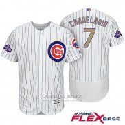 Camiseta Beisbol Hombre Chicago Cubs 7 Jeimer Candelario Blanco Oro Flex Base