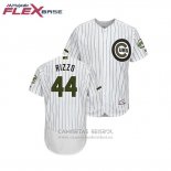 Camiseta Beisbol Hombre Chicago Cubs Anthony Rizzo 2018 Dia de los Caidos Flex Base Blanco