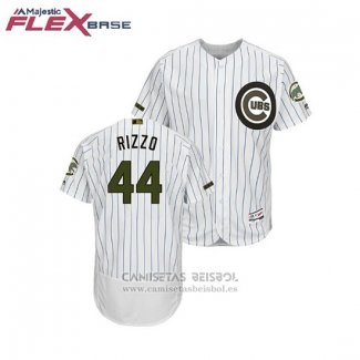 Camiseta Beisbol Hombre Chicago Cubs Anthony Rizzo 2018 Dia de los Caidos Flex Base Blanco