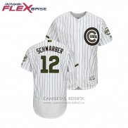 Camiseta Beisbol Hombre Chicago Cubs Kyle Schwarber 2018 Dia de los Caidos Flex Base Blanco