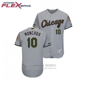 Camiseta Beisbol Hombre Chicago White Sox Yoan Moncada 2018 Dia de los Caidos Flex Base Gris