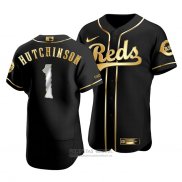 Camiseta Beisbol Hombre Cincinnati Reds Fred Hutchinson Golden Edition Autentico Negro