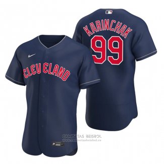 Camiseta Beisbol Hombre Cleveland Guardians James Karinchak Autentico Alterno Azul