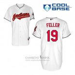 Camiseta Beisbol Hombre Cleveland Indians Bob Feller 19 Blanco Primera Cool Base