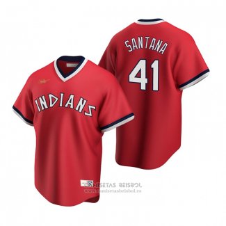 Camiseta Beisbol Hombre Cleveland Indians Carlos Santana Cooperstown Collection Road Rojo