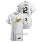 Camiseta Beisbol Hombre Cleveland Indians Francisco Lindor Golden Edition Autentico Blanco