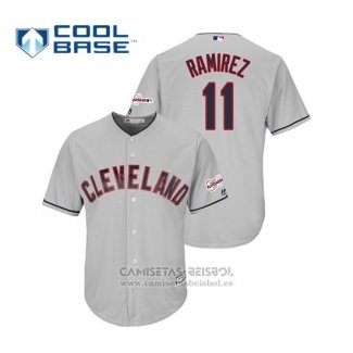 Camiseta Beisbol Hombre Cleveland Indians Jose Ramirez 2019 All Star Patch Cool Base Gris