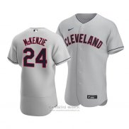 Camiseta Beisbol Hombre Cleveland Indians Triston Mckenzie Autentico Road Gris