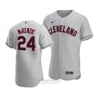 Camiseta Beisbol Hombre Cleveland Indians Triston Mckenzie Autentico Road Gris