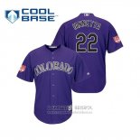 Camiseta Beisbol Hombre Colorado Rockies Chris Iannetta Cool Base Entrenamiento de Primavera 2019 Violeta