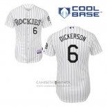 Camiseta Beisbol Hombre Colorado Rockies Corey Dickerson 6 Blanco Primera Cool Base