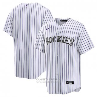 Camiseta Beisbol Hombre Colorado Rockies Primera Blank Replica Blanco