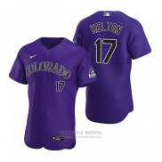Camiseta Beisbol Hombre Colorado Rockies Todd Helton Autentico 2020 Alterno Violeta