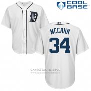 Camiseta Beisbol Hombre Detroit Tigers James Mccann Blanco Autentico Collection Cool Base