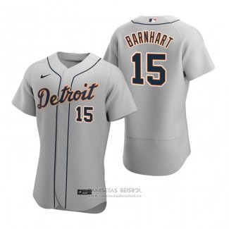 Camiseta Beisbol Hombre Detroit Tigers Tucker Barnhart Autentico Road Gris
