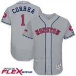 Camiseta Beisbol Hombre Houston Astros 2017 Estrellas y Rayas Carlos Correa Gris Flex Base