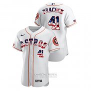 Camiseta Beisbol Hombre Houston Astros Brad Peacock 2020 Stars & Stripes 4th of July Blanco