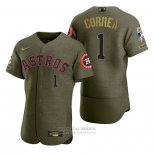 Camiseta Beisbol Hombre Houston Astros Carlos Correa Camuflaje Digital Verde 2021 Salute To Service