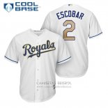 Camiseta Beisbol Hombre Kansas City Royals 2 Alcides Escobar Blanco 2017 Cool Base