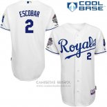 Camiseta Beisbol Hombre Kansas City Royals Alcides Escobar Blanco Cool Base Jugador Autentico
