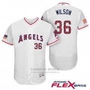 Camiseta Beisbol Hombre Los Angeles Angels 2017 Estrellas y Rayas C.j. Wilson Blanco Flex Base