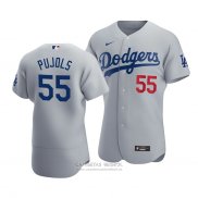 Camiseta Beisbol Hombre Los Angeles Dodgers Albert Pujols Autentico Alterno Gris