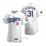 Camiseta Beisbol Hombre Los Angeles Dodgers Joc Pederson Autentico 2020 Primera Blanco