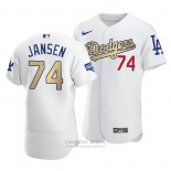 Camiseta Beisbol Hombre Los Angeles Dodgers Kenley Jansen 2021 Gold Program Patch Autentico Blanco