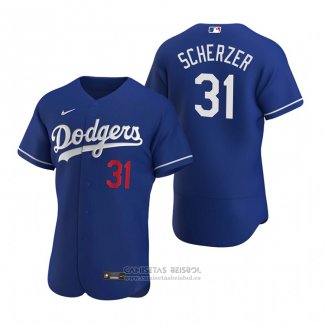 Camiseta Beisbol Hombre Los Angeles Dodgers Max Scherzer Autentico Alterno Azul